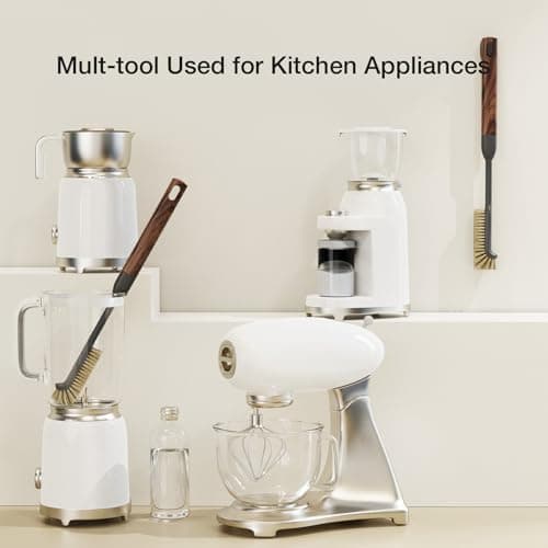 Cleaning Brush, Diveotree Hard Bristle Brush for Deep Cleaning Grout, Sink, Cup, Teapot, Bottle, Blender, Multi-Purpose Brush wih Long Handle for Kitchen (Brown) - Thumbnail 4