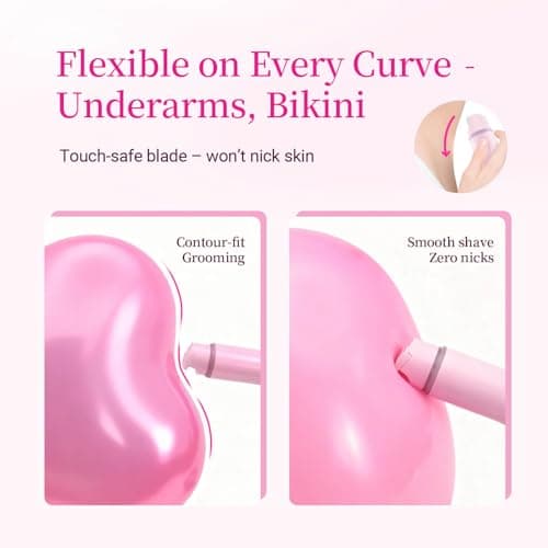 Unimiko 2-in-1 Bikini Trimmer for Women – Electric Shaver for Women, Womens Electric Razor & Trimmer for Sensitive Skin, Adjustable Comb, 100% Waterproof, Portable, USB Charge, Painless (Pink) - Thumbnail 3
