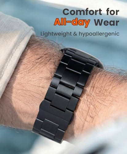 FiNESTONE CRNS03-PRO Titanium Band for Apple Watch Ultra 3/2/1 49mm & Series 11/10 46mm, Grade 5 Titanium Ultra Band for Men With Secure Butterfly Clasp, Tool Free & Anti-Scratch iWatch Metal Strap Black - Thumbnail 4