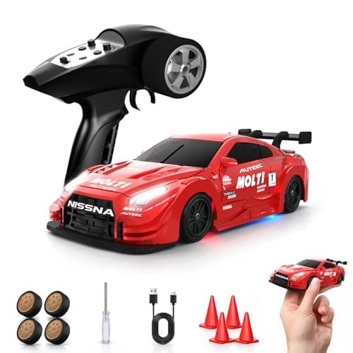 EversaleT 1/43 Mini RC Drift Car with Gyro, 2.4GHz Full Proportional RC Car, 20KM/H Professional High Speed Remote Control Car with Lights, Desktop Drift Car Racing Toy Gifts to Adults Kids Boys - Image 1