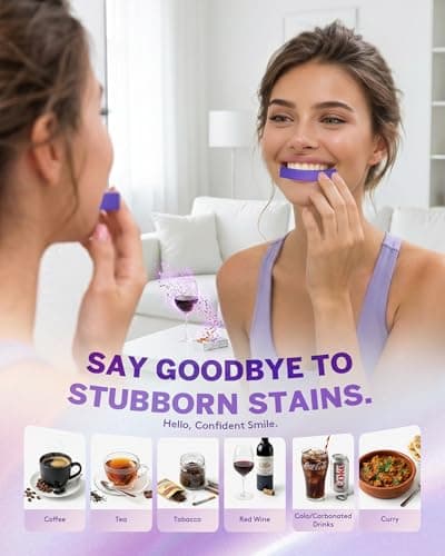 Purple Teeth Whitening Strips, Purple Whitening Strips Color Correcting for Sensitive Tooth, Enamel Safe, Non-Slip, Removes Yellow Stains, 30 Min Fast Whitening, 6 Treatments (12 Strips, Mint) - Thumbnail 6