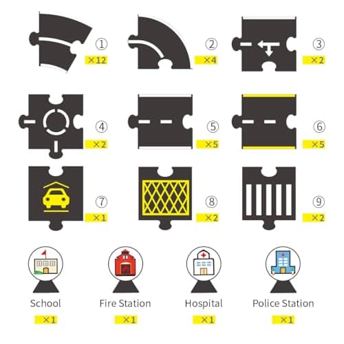 Jovi-mindly ＆Notchies 39 Pieces Cardboard Road Puzzle Car Track Flexible Race Track for Kids Car Truck/Kids Travel Toys/Stem Toys Activities for Ages 3+ Boy and Girl - Thumbnail 2