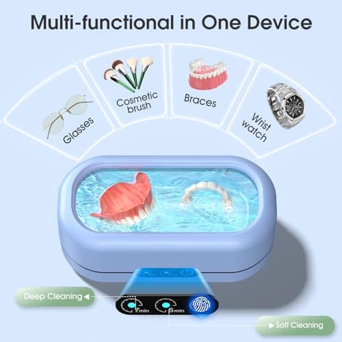 Professional Ultrasonic Jewelry Cleaner with Digital Timer,50KHz Ultrasonic Cleaner Machine with 304 Stainless Steel for Jewelry,Eyeglasses, Rings, Coin, Watch Strap, Dentures, Hygiene Items (Blue) - Thumbnail 3