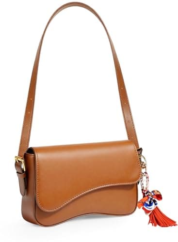 Shoulder Bag for Women Y2K Trendy Purse PU Leather Hobo Handbags Clutch Saddle Crossbody Underarm Bag (Brown) - Image 1