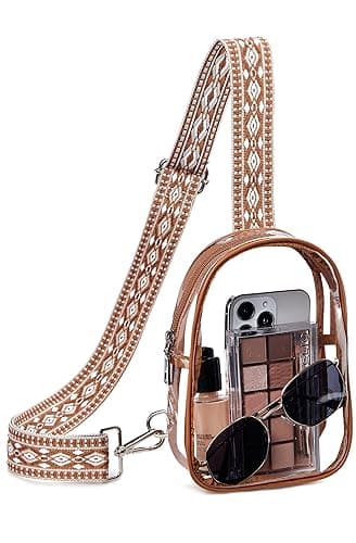 Telena Clear Fanny Pack Stadium Approved Clear Sling Bag Purses for Women Stadium Transparent Bag for Concert with Adjustable Strap Brown - Image 1