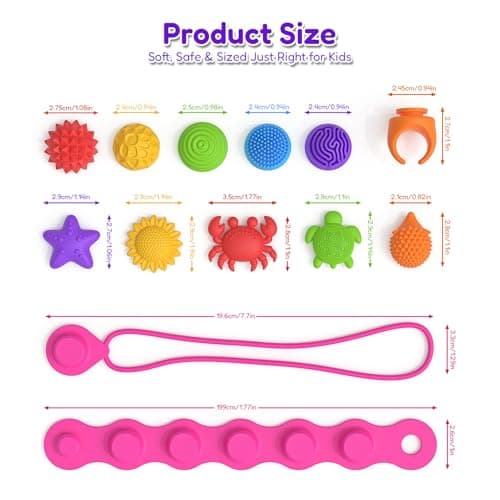 GIFTIARA Sensory Fidget Toys for Kids, 3-in-1 Stress Relief Bracelet, Ring, Necklace Anxiety Relief Toy Set with 10 DIY Wearable Silicone Charms for Boys Girls - Thumbnail 2