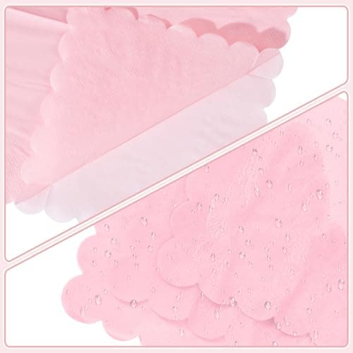 NatNarr 120 Pcs Cocktail Napkins Pink Mothers Day Paper Napkins Light Pink Dessert Beverage Napkin Cute Scalloped Party Napkin for Baby Bridal Shower, Birthday, 5 x 5 Inch - Thumbnail 5