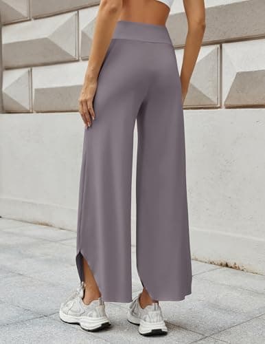 LOOKBOHO Women's Wide Leg Yoga Pants High Waisted Comfy Sweatpants Loose Casual Soft Lounge Dance Pant with Pockets Taupe S - Thumbnail 3