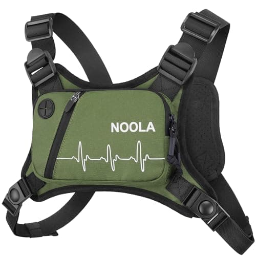 NOOLA Running Chest Pack, Running Vest for Men Women with Reflective Back, Lightweight Sport Chest Bag for Runners, Cycling, Biking, EDC Pouch, Phone Holder Carrier for Jogging, Green - Image 1