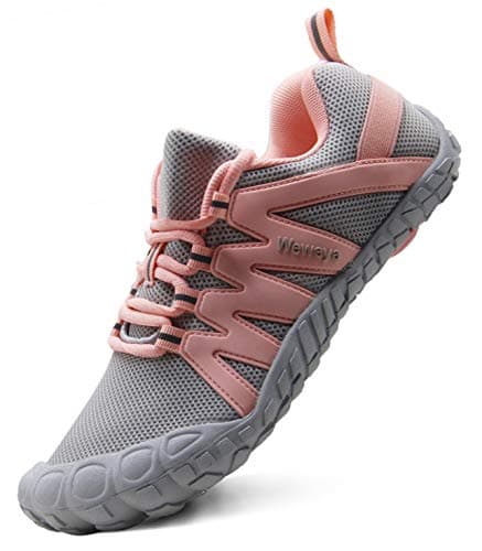 Weweya Barefoot Shoes for Women Workouts Wide Width Shoes Women's Track Field Cross Country Shoes Comfortable 5 Toe Shoes Minimalist Running Outdoor Arch Support Gray Pink US Size 5.5 - Thumbnail 2