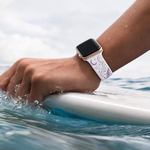 HATILP Whale Engraved Band Compatible with Apple Watch 38/40/41/42mm, Two-Layer Sculpted Ocean Design Soft Silicone Strap for Women, Series 11 10 SE Ultra 9 8 7 6 5 4 3 2 1 - Thumbnail 6