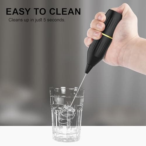 2 Pack Electric Milk Frother Wand, Black | Powerful Motor for Fast Creamy Froth, Easy Clean, Coffee, Latte, Matcha, Hot Chocolate - Thumbnail 5