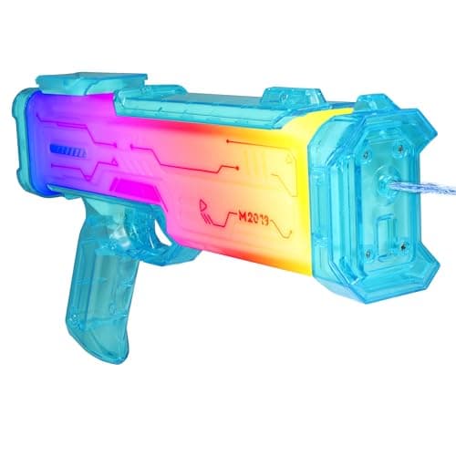 Electric Water Gun for Kids Adults, Automatic Squirt Gun Soaker with Spray Sound and Led Lights, Rechargeable Battery Water Blaster Up to 25 FT Range, Summer Outdoor Toys for Beach Pool Game - Image 1