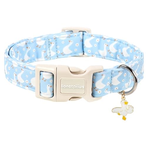 Lionet Paws Light Blue Dog Collar Goose Collars with Cute Gooses Pattern Pendant - Female Girl Male Boy Dog Collar for Small Medium Large Dogs M - Image 1