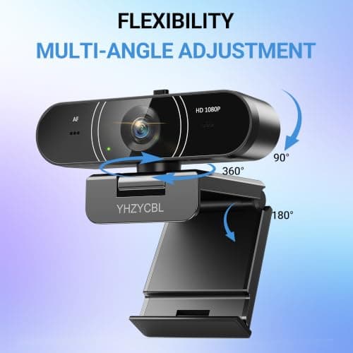 YHZYCBL 1080P Full HD Webcam, AF Auto Light Correction, Dual-Digit Microphone, Privacy Cover, Noise 360° Rotatable, Plug & Play USB Webcams - Thumbnail 5