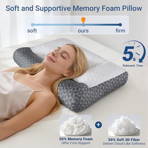 Cervical Neck Pillow for Sleeping - Ergonomic Side Sleeper Pillows for Pain Relief, Contour Cervical Pillow for Neck Support, Orthopedic Memory Foam Pillows for Side Back Stomach Sleepers (26″x15″) - Thumbnail 4