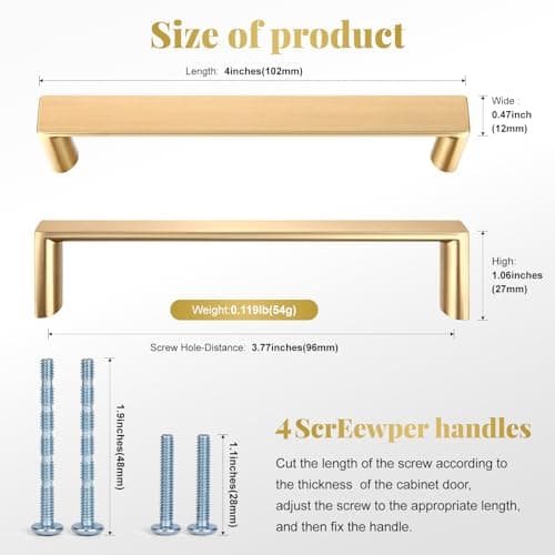 Synkylux 10 Pack Square Champagne Bronze Cabinet Pulls 3-3/4inch(96mm) Hole Center Kitchen Cabient Handles Drawer Pulls,Cabinet Pulls,Cupboards, Dressers and Square Solid Metal Hardware - Thumbnail 2