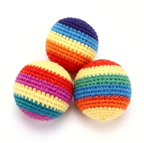 Piaminfin 3PCS Upgraded Hand-Woven Hackys Suit, Juggling Balls for Adults and Beginners, Woven Colorful Crocheted Football Bags, and Portable Hand-Woven Hacky Balls.