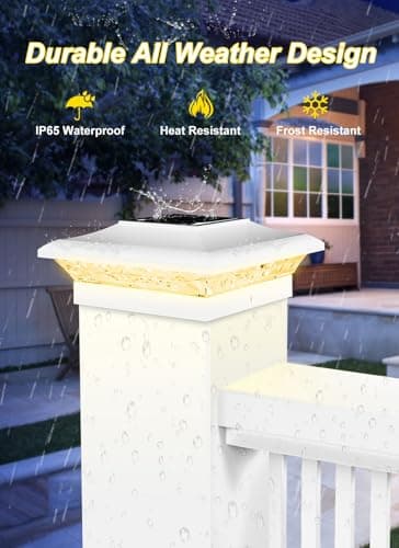 T-SUN 4x4 Post Cap Lights 6 Pack for Vinyl/Wooden Fence,Outdoor Waterproof Warm & Cool White, Deck Solar Post Lights for Patio Garden Yard Lighting - Thumbnail 6