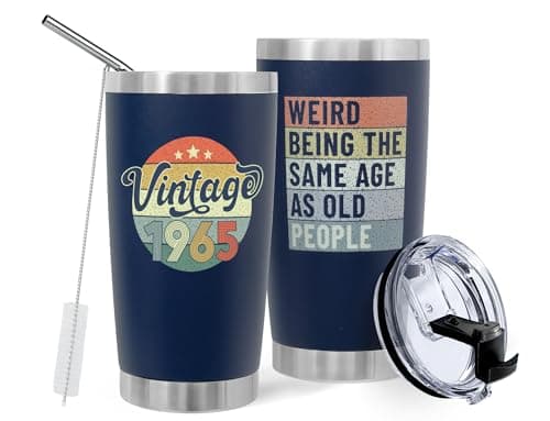 DLOCCOLD 60th Birthday Gifts For Men Tumbler 20oz - 1965 50th Cool Birthday Gift for Him 60 Year Old Men, Dad, Husband, grandpa - Present Turning 60 Year Old, Birthday Decorations Vintage 1965 Tumbler