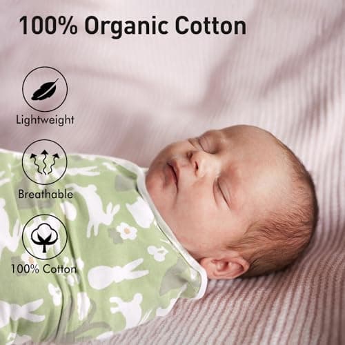 GLLQUEN BABY Swaddle Blanket Sleep Sacks for Newborn - Baby Swaddles 0-3 Months, 3-Pack Newborn Swaddling Sack, Cute Rabbit,Swaddle Wrap, Baby Essentials, Registry & Gift (Small/Medium) - Thumbnail 2