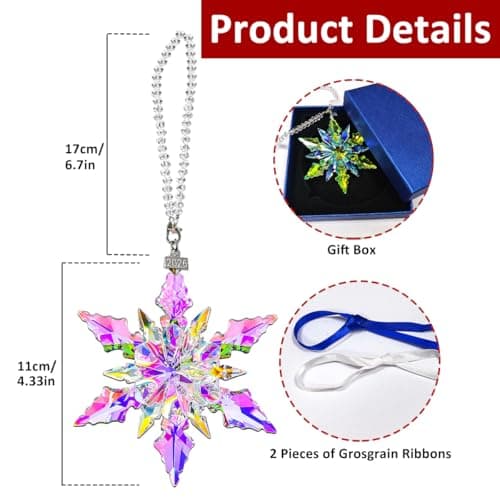 Annual Edition Christmas Ornaments 2026, Crystal Glass Snowflakes Ornaments - Thumbnail 4