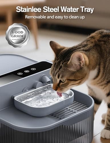 Chumajor 3.5L Wireless Cat Water Fountain with No Filters, 180-Day Battery & Precision Flow Control,Smart Pet Water Dispenser with Wastewater Separation & Custom Scheduling for Cats & Dogs, Grey - Thumbnail 4