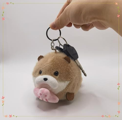 enttgo Funny Otter Keychain Wagging Up Tail Rotating Novelty Plush Animal Cute Plush Otter Spin Keyring for Men Women - Thumbnail 5