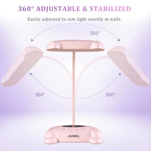 U V LED Nail Lamp, JIUWIIL U V Light for Gel Nails with 24 Beads Curing lamp 3 Timer Nail Dryer, LCD Display, Auto Sensor, Fast Curing Goosenecks Lamp for Gel Polish for Advanced DIY at Home (Pink) - Thumbnail 4