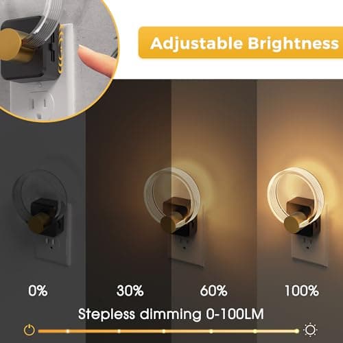 L LOHAS LED Night Lights Plug into Wall, 2 Pack Plug in Night Lights with Light Sensor, 3000K Soft White, 0-100LM Brightness Adjustable, Acrylic Nightlight for Bathroom Bedroom Hallway - Thumbnail 3