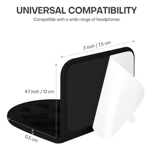 Nezylaf Wall Mount Headphone Stand, 2-in-1 Bendable Silicone Controller Holder, Adhesive Under Desk Hook for Gaming Office & Home, Fits All Headphones for PS5 Xbox Controllers - 1 Pack (Black/White) - Thumbnail 3