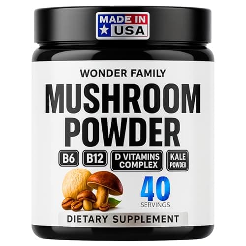 Instant Mushroom Powder 10:1 – Cordyceps Mushroom Supplement with Reishi, Chaga & Shiitake – Caffeine-Free Nighttime Drink with B6, B12, D + Probiotics – Best Mushroom Coffee Organic Blend (Sweet)