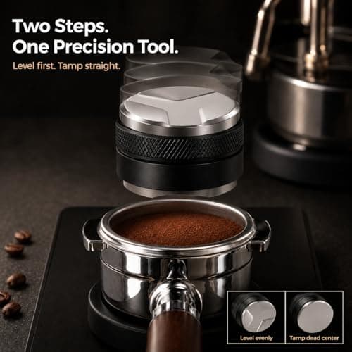 51mm Espresso Accessories Kit, Coffee Distributor & Tamper Leveler with Mat, WDT Tool, Dosing Funnel, Puck Screen & Cleaning Brush, Barista Tools for 51mm Portafilter Espresso Machines - Thumbnail 5