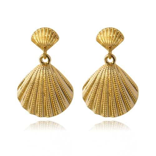 Hclian Shell Earring for Women Gold Dangle Earrings Boho Ocean Scallop Shell Earrings Summer Beach Jewelry Gifts