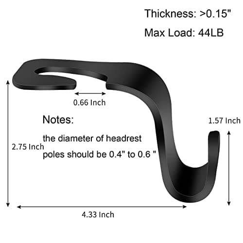 VTECHOLOGY Car Seat Headrest Hook 4 Pack Vehicle Backpack Hooks Hanger Vehicles Holder Organizer for Purses,Bags,Cloths,Car Water Bottle Hook Seat Accessories - Thumbnail 3