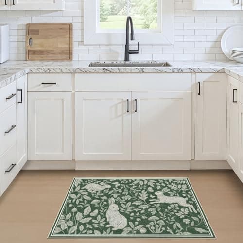 Vintage Living Room Area Rug 3x5 - Large Soft Washable Oriental Traditional Distressed Farmhouse Rugs for Bedroom - Indoor Floor Accent Carpet for Home Office House Decor -Easter Green - Thumbnail 2