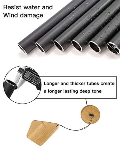 Wind Chimes 30 Inches Deep Tone Memorial Wind Chimes with Hook for Mother's Day/Housewarming/Christmas, Patio, Garden, Yard, Home Decor, Black - Thumbnail 3