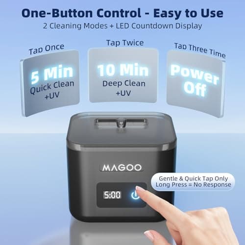 Ultrasonic Retainer Cleaner Machine, Denture Cleaner for Aligners Night Guards Braces Mouth Guards Toothbrush Heads，All-in-One Dental & Jewelry Cleaner, 45kHz 200ML, Dual Modes - Thumbnail 4