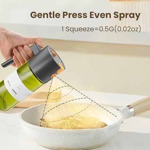 LUKUMIQI 2 in 1 Oil Sprayer for Cooking, 17oz Light-Blocking Glass Spray Bottle with Stickers, Oil Dispenser for Salad, Air Fryer & BBQ - Thumbnail 2