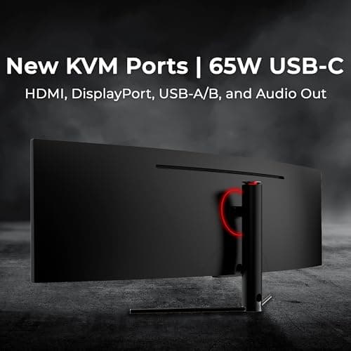 Deco Gear Curved 49” Super Ultrawide Gaming Monitor, 32:9 WDFHD 3840×1080, 144Hz, 3ms, 3000:1 VA, HDR400, Adaptive Sync, USB-C 65W, HDMI/DP, PBP/PIP, KVM, 1800R, American Seller - Thumbnail 3