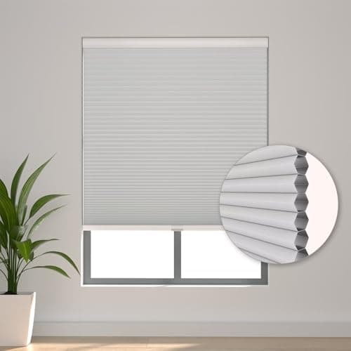 Changshade Cordless Blackout Cellular Shades for Indoor Windows, Black Out Honeycomb Blinds Room Darkening Light Blocking Thermal Insulated 1.5" Cell for Bedroom, Bathroom, Shade Size 35"Wx72"H,White - Thumbnail 6