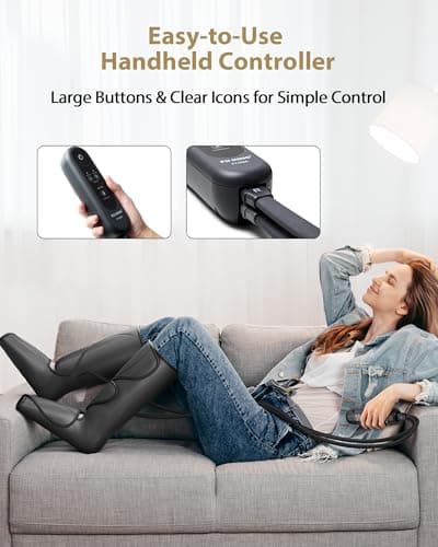 FIT KING Leg Massager for Circulation and Pain Relief, Air Compression Leg and Foot Massager to Relieve Pain Swelling Edema with 2 Size Extensions- Great Gift for Wife Mom and Friend - Thumbnail 3