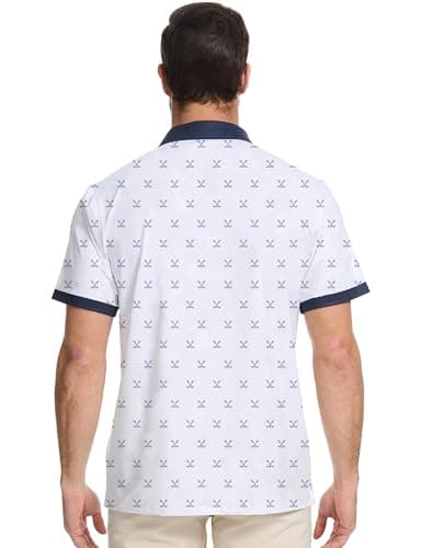 Actflare Golf Shirts for Men Dry Fit Moisture Wicking Short Sleeve Performance Print Polo Shirts Navy Collar Golf Pole,XXL - Thumbnail 2