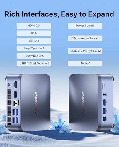 ACEMAGIC M5 Mini PC Intel Core i7-14650HX HX-Class Processor(16C/24T, 55W) 32GB RAM 1TB PCIe 4.0 SSD Mini PC Windows 11 Pro WiFi 6E, Triple 4K Mini Computer Desktop - Thumbnail 5