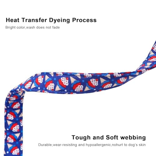 Lionet Paws 4th of July Dog Collar- Cute Blue Red Sundea Dog Collars with Plastic Buckle, Light Adjustable Dog Collars for Small Medium Dogs - Thumbnail 5