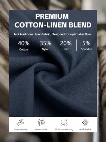 COPYLEAF Linen Pants Women Wide Leg Elastic Waist Flowy Palazzo Casual Pants with Pockets Beach Travel Trousers(Navy Blue XL) - Thumbnail 6
