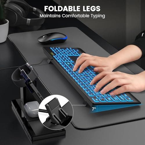 SABLUTE K11PRO Large Print Backlit Keyboard, 3X Larger Font Wired USB Lighted Computer Keyboard with 7-Color LED Illuminated Keys, Desktop Workstation Keyboard Compatible for PC Laptop Windows - Thumbnail 4