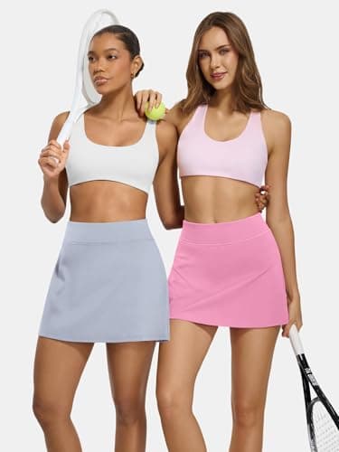 AFFOLE Pink Skirt Women Tennis Golf Skorts Athletic High Waisted with Pockets Inner Shorts Workout Pleated Pickleball 2026 - Thumbnail 3