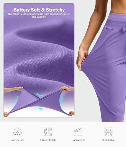 G Gradual Womens Pants High Waisted Golf Pants 2 Deep Pockets 7/8 Ankle Joggers for Athletic Travel Casual Lounge Work, Dark Lavender, Small - Thumbnail 5