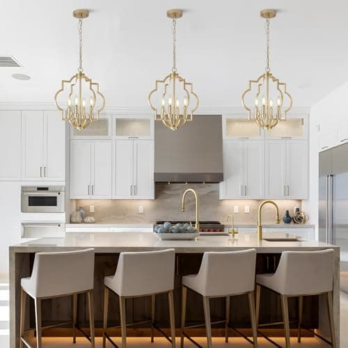 ACANER 4-Light Small Gold Chandelier, 15.6 inch Farmhouse Light Fixtures for Dining Room, Champagne Gold Pendant Light for Entryway Foyer Kitchen Island - Thumbnail 3